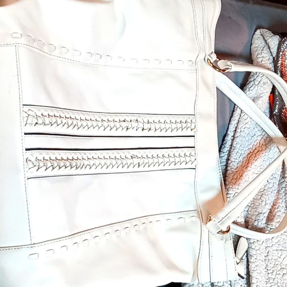 White leather fashion tote